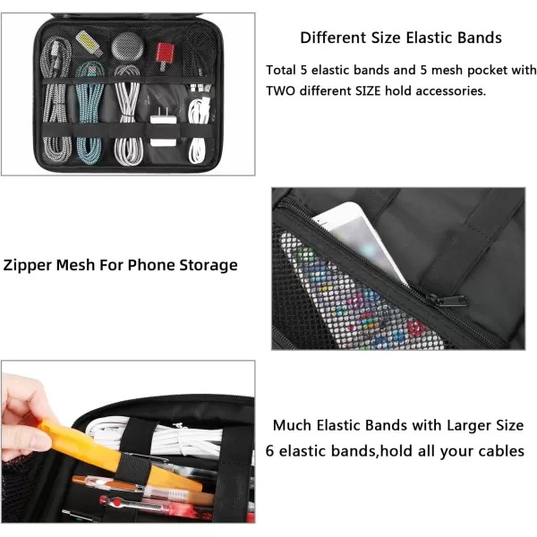 imageMATEIN Electronics Organizer Travel Case Water Resistant Cable Organizer Bag for Travel Essentials Tech Gifts for Men Storage Bag as Accessories for Phone Cord Tablet BlackAntique Black