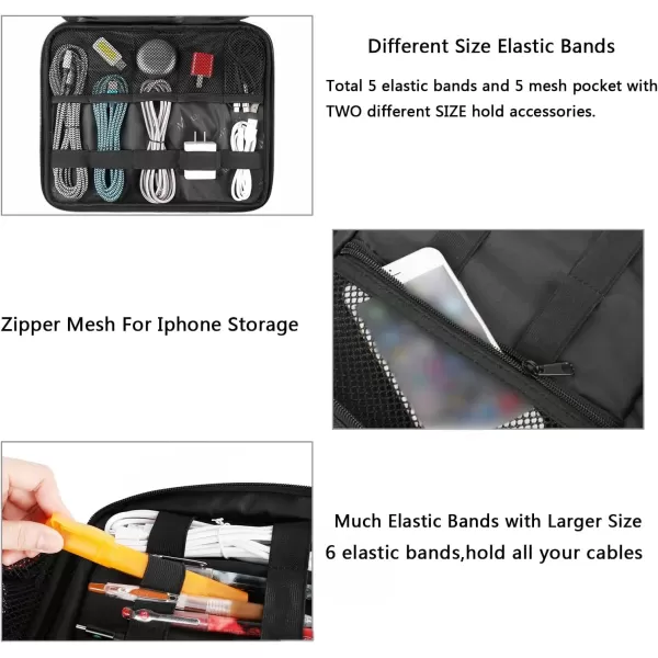 imageMATEIN Electronics Organizer Travel Case Water Resistant Cable Organizer Bag for Travel Essentials Tech Gifts for Men Storage Bag as Accessories for Phone Cord Tablet BlackNavy Blue