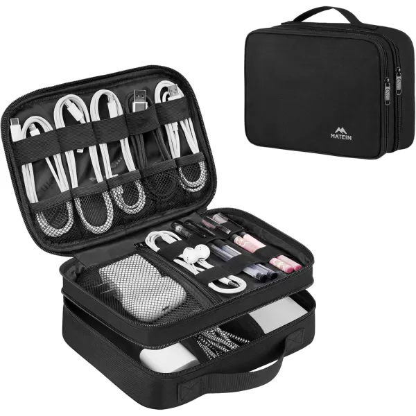 imageMATEIN Electronics Organizer Travel Case Water Resistant Cable Organizer Bag for Travel Essentials Tech Gifts for Men Storage Bag as Accessories for Phone Cord Tablet BlackAntique Black