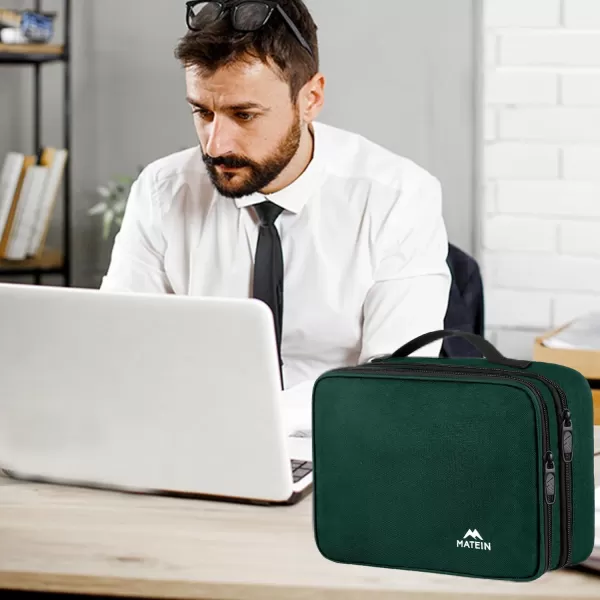 imageMATEIN Electronics Organizer Travel Case Water Resistant Cable Organizer Bag for Travel Essentials Tech Gifts for Men Storage Bag as Accessories for Phone Cord Tablet BlackDark Green