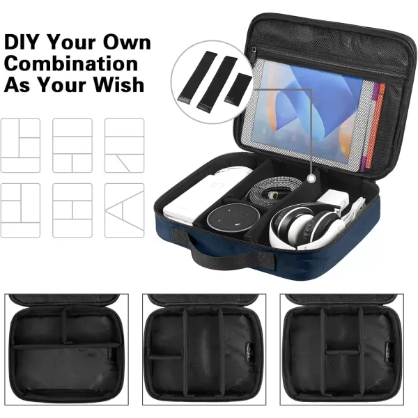 imageMATEIN Electronics Organizer Travel Case Water Resistant Cable Organizer Bag for Travel Essentials Tech Gifts for Men Storage Bag as Accessories for Phone Cord Tablet BlackNavy Blue