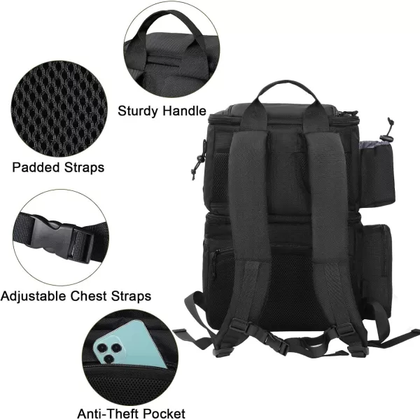 imageMATEIN Fishing Backpack Water Resistant Fishing Tackle Box Bag with Rod Holders ampamp Cooler Gear Gifts for MenBlack