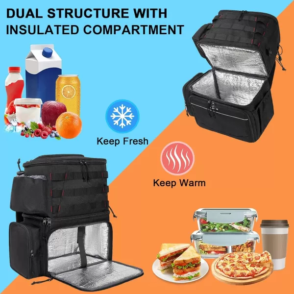 imageMATEIN Fishing Backpack Water Resistant Fishing Tackle Box Bag with Rod Holders ampamp Cooler Gear Gifts for MenBlack