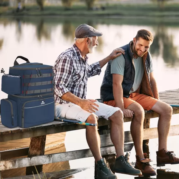 imageMATEIN Fishing Backpack Water Resistant Fishing Tackle Box Bag with Rod Holders ampamp Cooler Gear Gifts for MenBlue