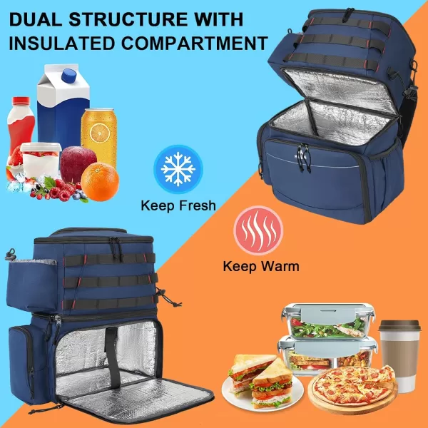 imageMATEIN Fishing Backpack Water Resistant Fishing Tackle Box Bag with Rod Holders ampamp Cooler Gear Gifts for MenBlue