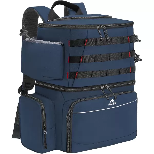 imageMATEIN Fishing Backpack Water Resistant Fishing Tackle Box Bag with Rod Holders ampamp Cooler Gear Gifts for MenBlue