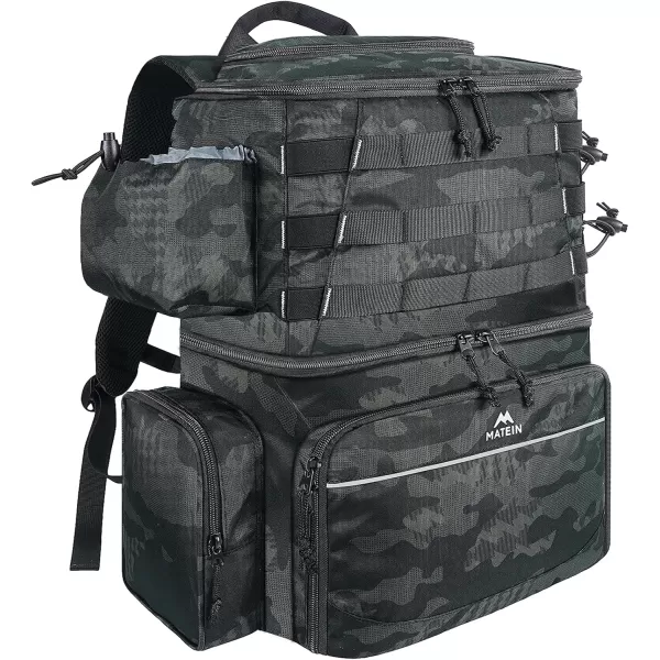 imageMATEIN Fishing Backpack Water Resistant Fishing Tackle Box Bag with Rod Holders ampamp Cooler Gear Gifts for MenCamouflage