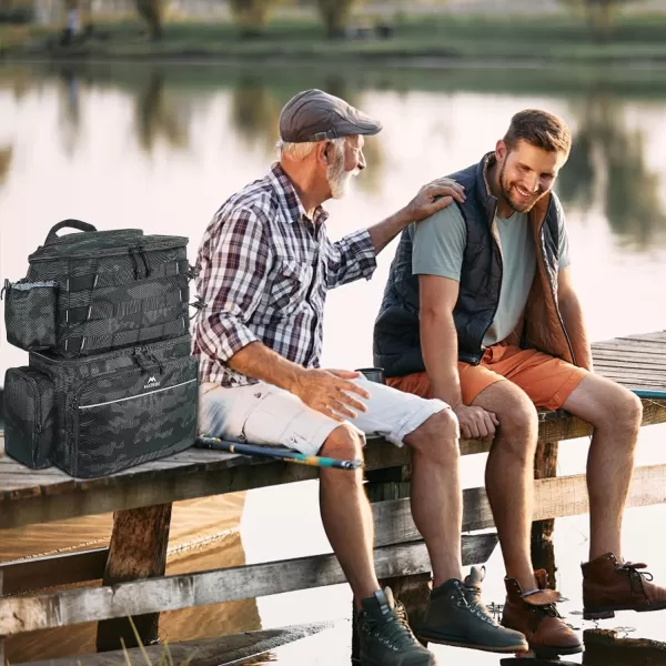 imageMATEIN Fishing Backpack Water Resistant Fishing Tackle Box Bag with Rod Holders ampamp Cooler Gear Gifts for MenCamouflage