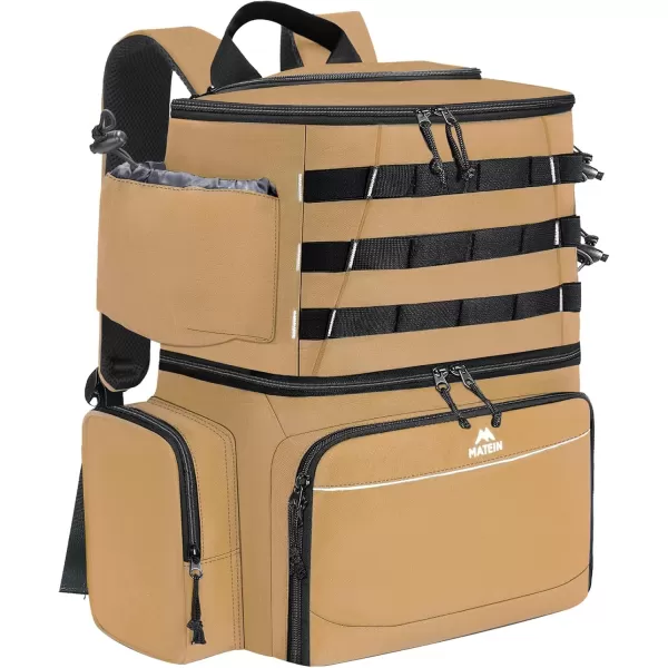 imageMATEIN Fishing Backpack Water Resistant Fishing Tackle Box Bag with Rod Holders ampamp Cooler Gear Gifts for MenKhaki