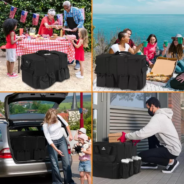imageMATEIN Food Delivery Bag XXL  23x14x15 inches Water Resistant Large Insulated Hot ampamp Cooler Bags for Delivery with Cup Holders Pizza Warmer Carrying Case  Catering Bag for Food Deliveries BlackBlack