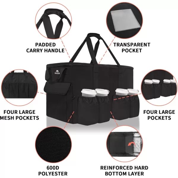 imageMATEIN Food Delivery Bag XXL  23x14x15 inches Water Resistant Large Insulated Hot ampamp Cooler Bags for Delivery with Cup Holders Pizza Warmer Carrying Case  Catering Bag for Food Deliveries BlackBlack