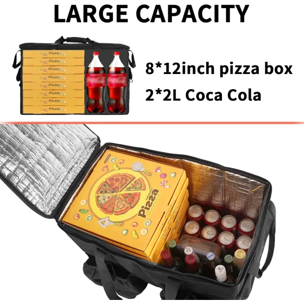 imageMATEIN Food Delivery Bag XXL  23x14x15 inches Water Resistant Large Insulated Hot ampamp Cooler Bags for Delivery with Cup Holders Pizza Warmer Carrying Case  Catering Bag for Food Deliveries BlackBlack