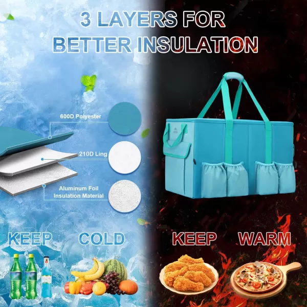 imageMATEIN Food Delivery Bag XXL  23x14x15 inches Water Resistant Large Insulated Hot ampamp Cooler Bags for Delivery with Cup Holders Pizza Warmer Carrying Case  Catering Bag for Food Deliveries BlackBlue