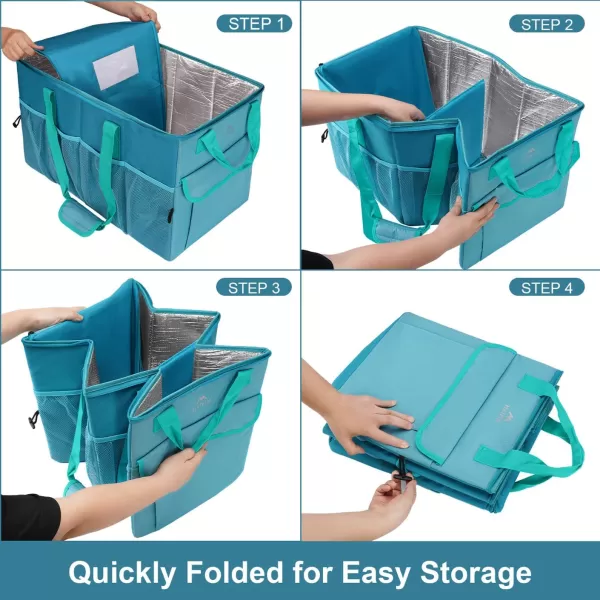 imageMATEIN Food Delivery Bag XXL  23x14x15 inches Water Resistant Large Insulated Hot ampamp Cooler Bags for Delivery with Cup Holders Pizza Warmer Carrying Case  Catering Bag for Food Deliveries BlackBlue