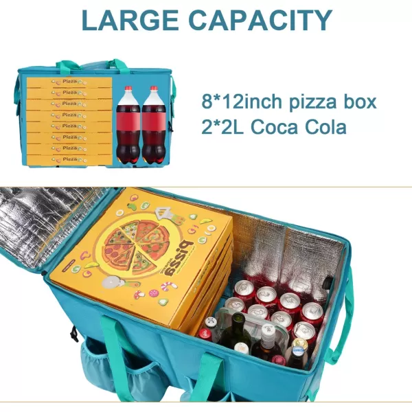 imageMATEIN Food Delivery Bag XXL  23x14x15 inches Water Resistant Large Insulated Hot ampamp Cooler Bags for Delivery with Cup Holders Pizza Warmer Carrying Case  Catering Bag for Food Deliveries BlackBlue