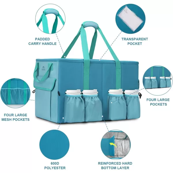 imageMATEIN Food Delivery Bag XXL  23x14x15 inches Water Resistant Large Insulated Hot ampamp Cooler Bags for Delivery with Cup Holders Pizza Warmer Carrying Case  Catering Bag for Food Deliveries BlackBlue