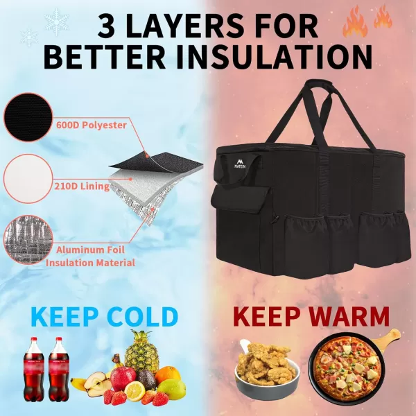 imageMATEIN Food Delivery Bag XXL  23x14x15 inches Water Resistant Large Insulated Hot ampamp Cooler Bags for Delivery with Cup Holders Pizza Warmer Carrying Case  Catering Bag for Food Deliveries BlackBlack