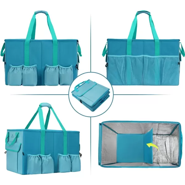 imageMATEIN Food Delivery Bag XXL  23x14x15 inches Water Resistant Large Insulated Hot ampamp Cooler Bags for Delivery with Cup Holders Pizza Warmer Carrying Case  Catering Bag for Food Deliveries BlackBlue