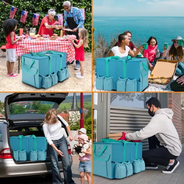 imageMATEIN Food Delivery Bag XXL  23x14x15 inches Water Resistant Large Insulated Hot ampamp Cooler Bags for Delivery with Cup Holders Pizza Warmer Carrying Case  Catering Bag for Food Deliveries BlackBlue