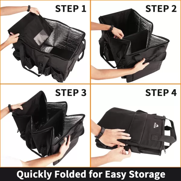 imageMATEIN Food Delivery Bag XXL  23x14x15 inches Water Resistant Large Insulated Hot ampamp Cooler Bags for Delivery with Cup Holders Pizza Warmer Carrying Case  Catering Bag for Food Deliveries BlackBlack