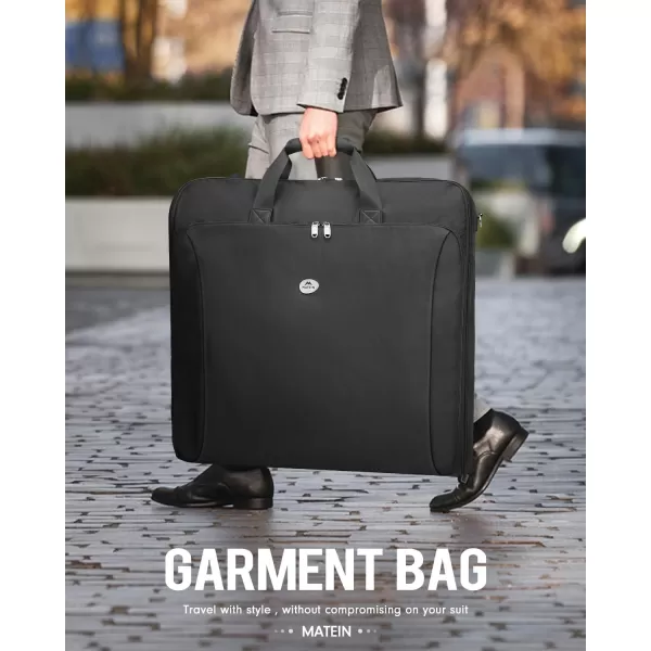 imageMATEIN Garment Bags for Travel Large Double Layer Suit Bags with Shoulder Strap for Men Women Foldable Carry On Garment Bags for Hanging Clothes Convertible Business Luggage Weekender Bags BlackBlack