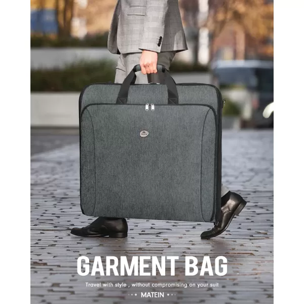imageMATEIN Garment Bags for Travel Large Double Layer Suit Bags with Shoulder Strap for Men Women Foldable Carry On Garment Bags for Hanging Clothes Convertible Business Luggage Weekender Bags BlackGrey