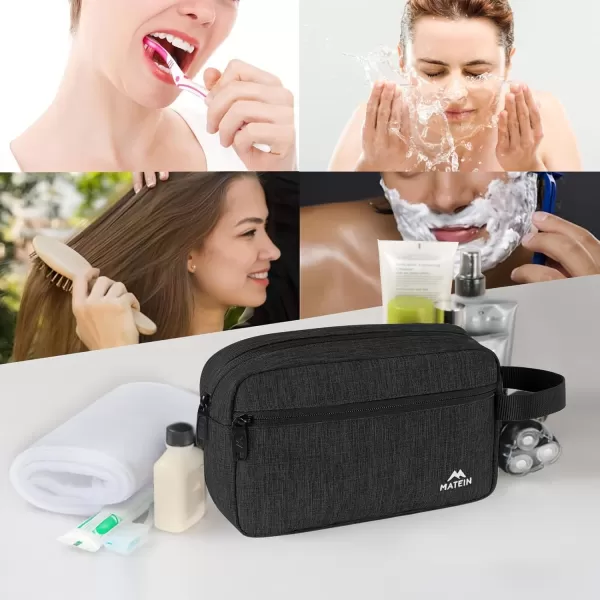 imageMATEIN Handmade Travel Toiletry Bag for Men 2 Packs Water Resistant Dopp Kit Bathroom Shaving Bag for Travelling Small Barthroom Toiletry Accessories Organizer Set Gifts for Traveler Black