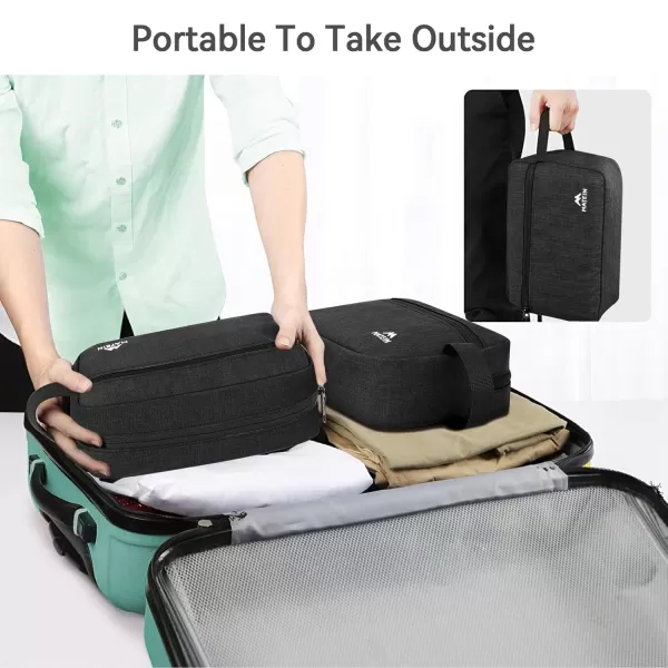 imageMATEIN Handmade Travel Toiletry Bag for Men 2 Packs Water Resistant Dopp Kit Bathroom Shaving Bag for Travelling Small Barthroom Toiletry Accessories Organizer Set Gifts for Traveler Black