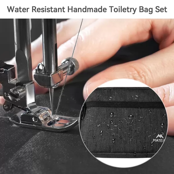 imageMATEIN Handmade Travel Toiletry Bag for Men 2 Packs Water Resistant Dopp Kit Bathroom Shaving Bag for Travelling Small Barthroom Toiletry Accessories Organizer Set Gifts for Traveler Black