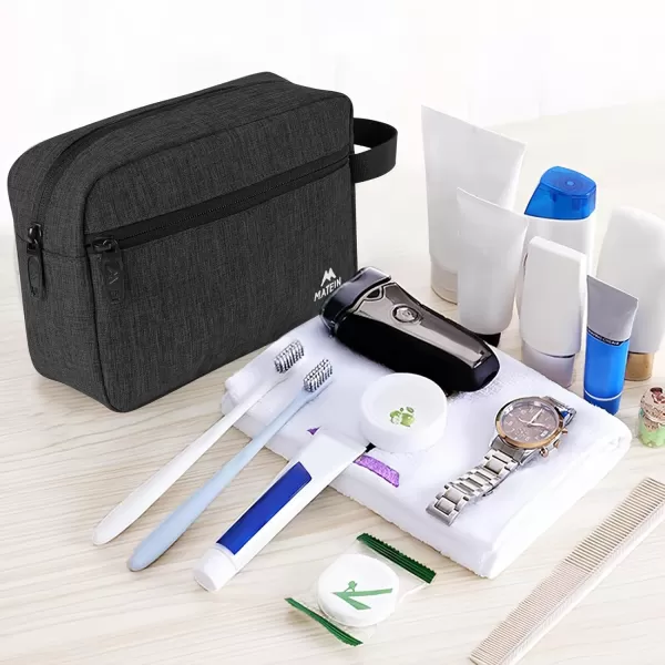 imageMATEIN Handmade Travel Toiletry Bag for Men 2 Packs Water Resistant Dopp Kit Bathroom Shaving Bag for Travelling Small Barthroom Toiletry Accessories Organizer Set Gifts for Traveler Black