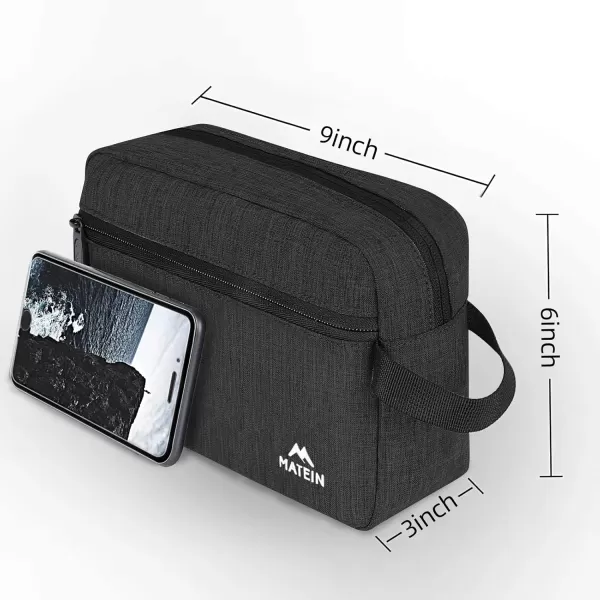 imageMATEIN Handmade Travel Toiletry Bag for Men 2 Packs Water Resistant Dopp Kit Bathroom Shaving Bag for Travelling Small Barthroom Toiletry Accessories Organizer Set Gifts for Traveler Black