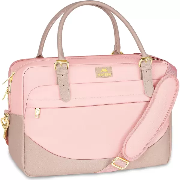 imageMATEIN Laptop Bag for Women 156 inch Computer Briefcase Sleeve Case Large Water Resistant Cute Messenger Work Tote Bible Temple Bag Crossbody for Teen Girls School College Office Travel Gifts PinkPink