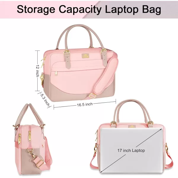 imageMATEIN Laptop Bag for Women 156 inch Computer Briefcase Sleeve Case Large Water Resistant Cute Messenger Work Tote Bible Temple Bag Crossbody for Teen Girls School College Office Travel Gifts PinkPink