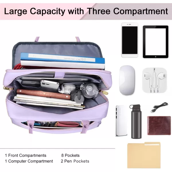 imageMATEIN Laptop Bag for Women 156 inch Computer Briefcase Sleeve Case Large Water Resistant Cute Messenger Work Tote Bible Temple Bag Crossbody for Teen Girls School College Office Travel Gifts PinkPurple