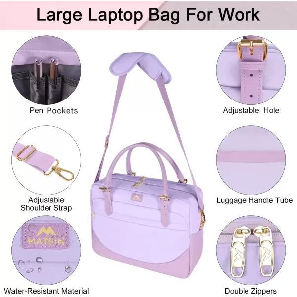 imageMATEIN Laptop Bag for Women 156 inch Computer Briefcase Sleeve Case Large Water Resistant Cute Messenger Work Tote Bible Temple Bag Crossbody for Teen Girls School College Office Travel Gifts PinkPurple