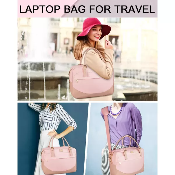 imageMATEIN Laptop Bag for Women 156 inch Computer Briefcase Sleeve Case Large Water Resistant Cute Messenger Work Tote Bible Temple Bag Crossbody for Teen Girls School College Office Travel Gifts PinkPink