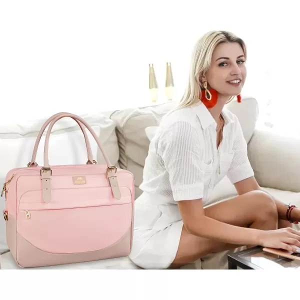 imageMATEIN Laptop Bag for Women 156 inch Computer Briefcase Sleeve Case Large Water Resistant Cute Messenger Work Tote Bible Temple Bag Crossbody for Teen Girls School College Office Travel Gifts PinkPink