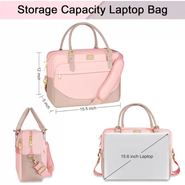 imageMATEIN Laptop Bag for Women 156 inch Computer Briefcase Sleeve Case Large Water Resistant Cute Messenger Work Tote Bible Temple Bag Crossbody for Teen Girls School College Office Travel Gifts PinkPink