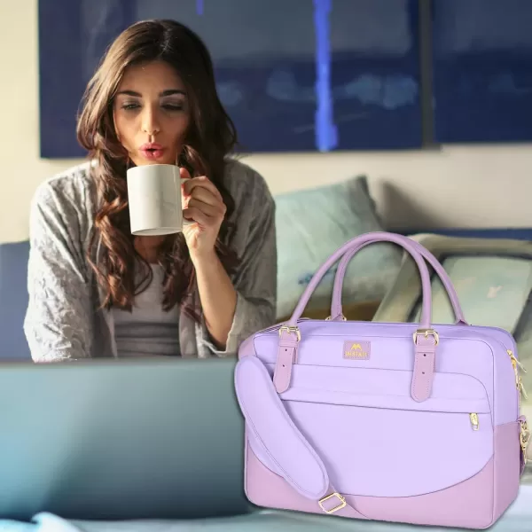 imageMATEIN Laptop Bag for Women 156 inch Computer Briefcase Sleeve Case Large Water Resistant Cute Messenger Work Tote Bible Temple Bag Crossbody for Teen Girls School College Office Travel Gifts PinkPurple