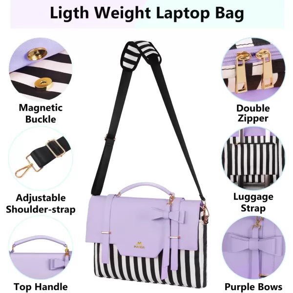imageMATEIN Laptop Bag for Women 156 inch Slim Computer Briefcase Sleeve Case Lightweight Cute Girly Messenger Shoulder Carrying Work Tote Bag with Rfid Pocket Sister Gifts for School Girl Office PinkPurple
