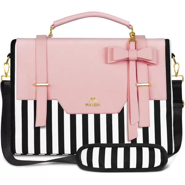 imageMATEIN Laptop Bag for Women 156 inch Slim Computer Briefcase Sleeve Case Lightweight Cute Girly Messenger Shoulder Carrying Work Tote Bag with Rfid Pocket Sister Gifts for School Girl Office PinkPink