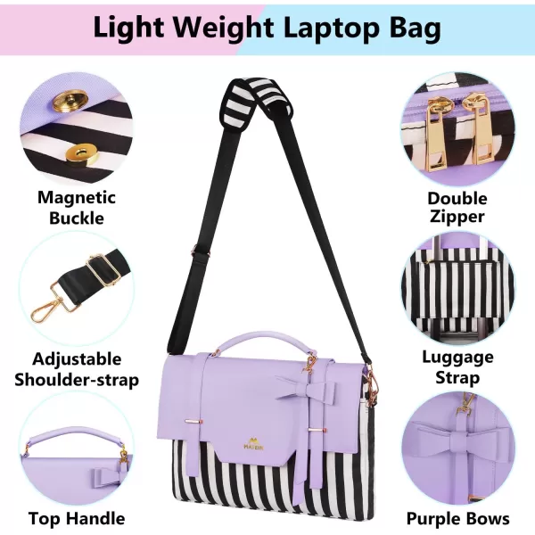 imageMATEIN Laptop Bag for Women 156 inch Slim Computer Briefcase Sleeve Case Lightweight Cute Girly Messenger Shoulder Carrying Work Tote Bag with Rfid Pocket Sister Gifts for School Girl Office PinkPurple