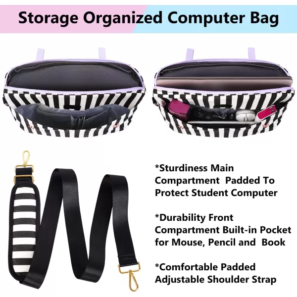 imageMATEIN Laptop Bag for Women 156 inch Slim Computer Briefcase Sleeve Case Lightweight Cute Girly Messenger Shoulder Carrying Work Tote Bag with Rfid Pocket Sister Gifts for School Girl Office PinkPurple
