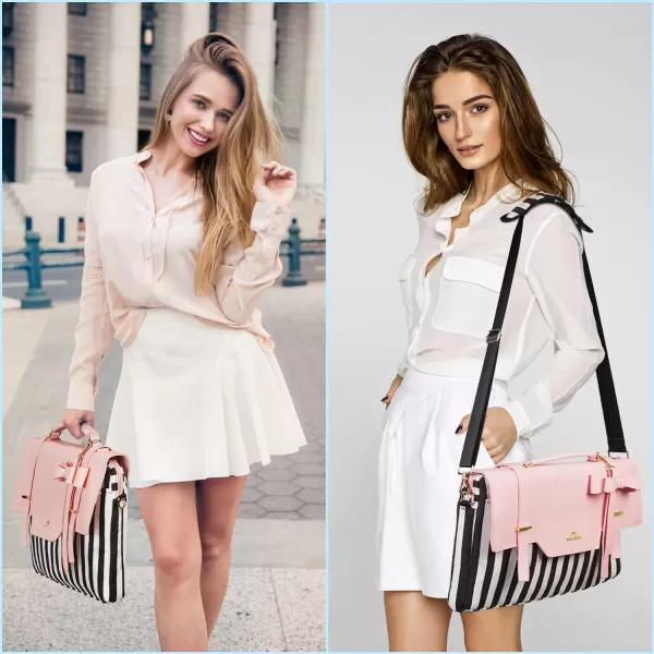 imageMATEIN Laptop Bag for Women 156 inch Slim Computer Briefcase Sleeve Case Lightweight Cute Girly Messenger Shoulder Carrying Work Tote Bag with Rfid Pocket Sister Gifts for School Girl Office PinkPink