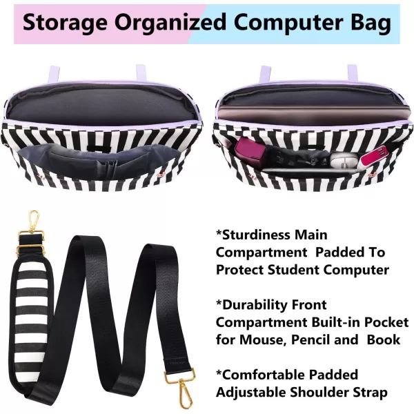 imageMATEIN Laptop Bag for Women 156 inch Slim Computer Briefcase Sleeve Case Lightweight Cute Girly Messenger Shoulder Carrying Work Tote Bag with Rfid Pocket Sister Gifts for School Girl Office PinkPurple