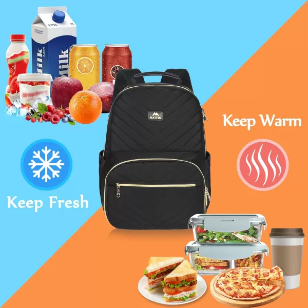 imageMATEIN Lunch Backpack for Women 156inch Laptop Work Backpack with Insulated Cooler Compartment Water Resistant Teacher Nurse Backpack with USB Port for College Picnic Camping Beaches Women GiftsBlack