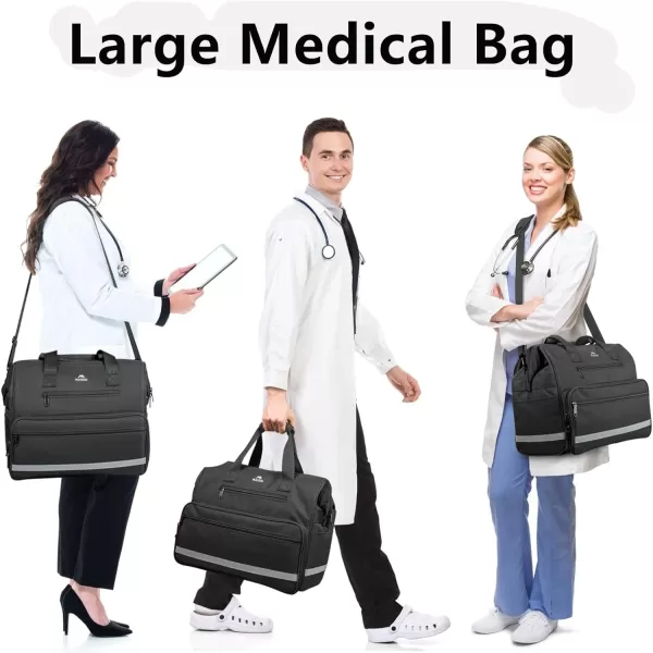 imageMATEIN Medical Bag Large WaterResistant First Aid Bags with Many Pocktets for Nursing Portable Clinical Home Health Bag Doctor Bag Nurse Gifts for Home Visits Health Care Hospice Black