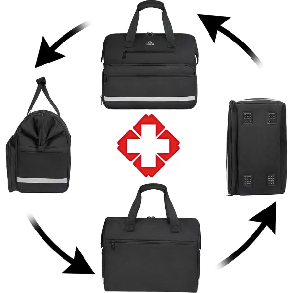 imageMATEIN Medical Bag Large WaterResistant First Aid Bags with Many Pocktets for Nursing Portable Clinical Home Health Bag Doctor Bag Nurse Gifts for Home Visits Health Care Hospice Black