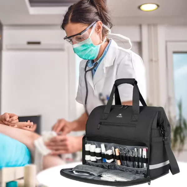 imageMATEIN Medical Bag Large WaterResistant First Aid Bags with Many Pocktets for Nursing Portable Clinical Home Health Bag Doctor Bag Nurse Gifts for Home Visits Health Care Hospice Black