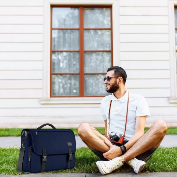 imageMATEIN Messenger Bag for Men Briefcases Lightweight Mens Laptop Bag 173 inch Water Resistant Crossbody Satchel Bags Computer Work Office Bag with Shoulder Strap BrownBlue